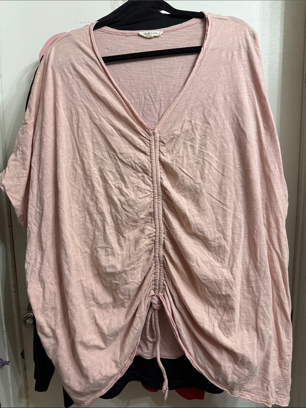 Oli & Hali Pale Pink Ruched V-Neck Tunic
